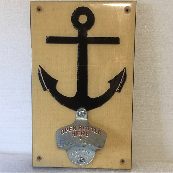 Nautical Anchor Wall Bottle Opener Wood & Metal Sweet Art Attack Made USA NWOT - Picture 2 of 8